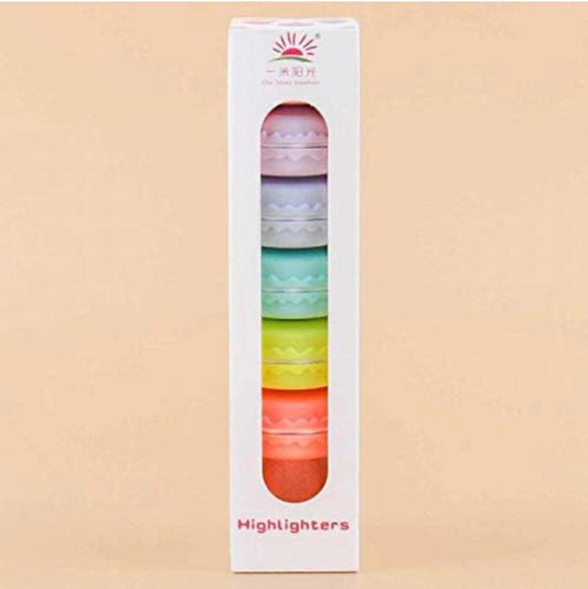 Macaron Cookie Highlighter Pen Set - Pastel (6 Highlighters)