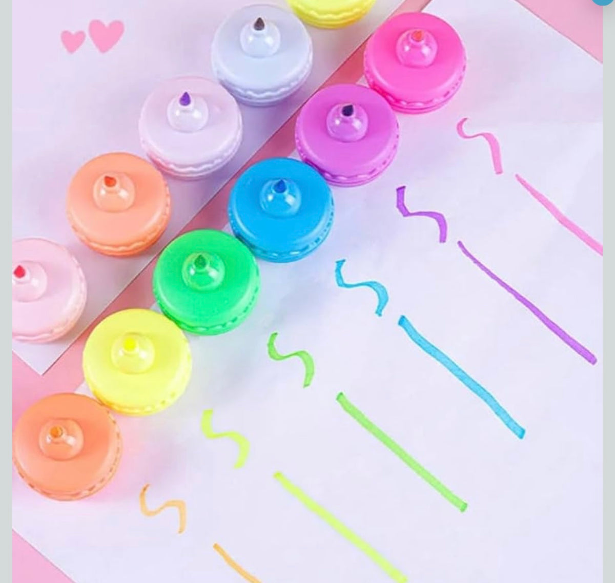Macaron Cookie Highlighter Pen Set - Fluorescent (6 Highlighters) (Copy)