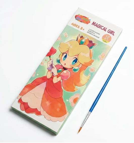 Magical Girl 12Pc Water Painting Book with Colours
