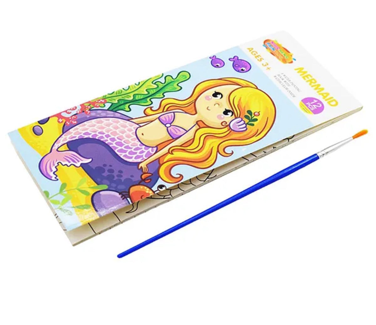 Mermaid 12Pc Water Painting Book with Colours