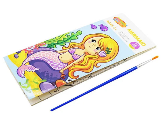 Mermaid 12Pc Water Painting Book with Colours
