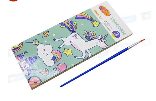 Unicorn 12Pc Water Painting Book with Colours